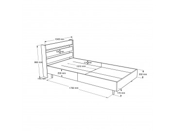 KANASIN jednolůžková postel 100x200, sepet/jutový vzor