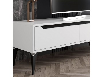 VARDA TV stolek na nožičkách, bílá / černá