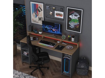 SELVINO psací stůl s kontejnerem na PC, ořech/antracit