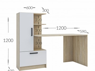 Pracovní stůl PRIVAS levý barva artisan/antracit