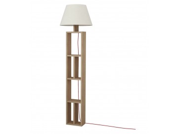 Stojací lampa s regálem GORNIO, barva dub/bílá