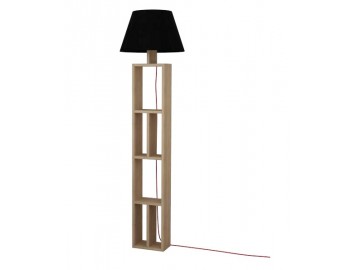 Stojací lampa s regálem GORNIO, barva dub/černá