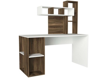 ZAKIMI designový psací stůl, bílá/ořech