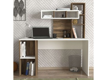 ZAKIMI designový psací stůl, bílá/ořech