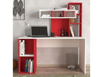 ZAKIMI designový psací stůl, bílá/červená