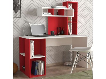 ZAKIMI designový psací stůl, bílá/červená