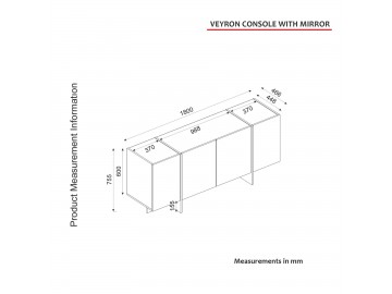 BURNABY široká komoda, rehab/černý mramor