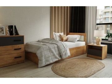 Postel s roštem 90x200 cm BOXBY, dub artisan/satin
