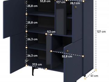 Komoda 4D KARLINO (CS-01), barva tmavě modrá