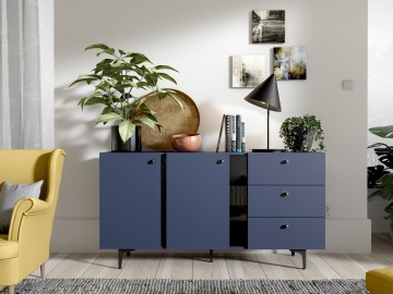 Komoda 2D3S KARLINO (CS-02), barva tmavě modrá