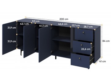 Komoda 3D3S KARLINO (CS-03), barva tmavě modrá