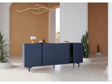 Komoda 3D3S KARLINO (CS-03), barva tmavě modrá