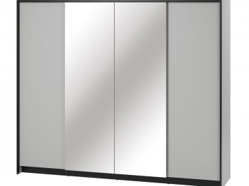 Šatní skříň 4D s LED SAVONA barva šedá/černá