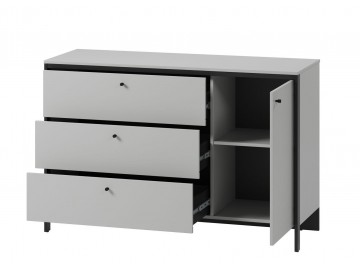Komoda 1D3S s LED SAVONA barva šedá/černá