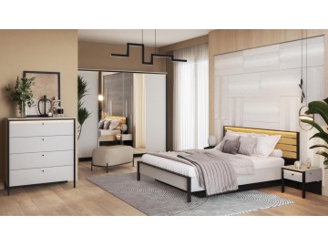 Komoda 1D3S s LED SAVONA barva šedá/černá