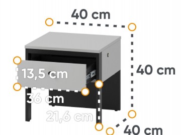 Noční stolek 1S s LED SAVONA barva šedá/černá