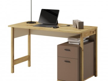 Pracovní stůl 2 zásuvkami LIMERA barva dub artisan/béžová/lanýž