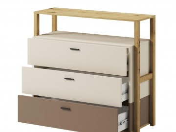 Komoda se 3 zásuvkami LIMERA barva dub artisan/béžová/lanýž