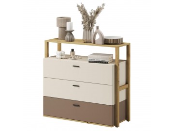 Komoda se 3 zásuvkami LIMERA barva dub artisan/béžová/lanýž