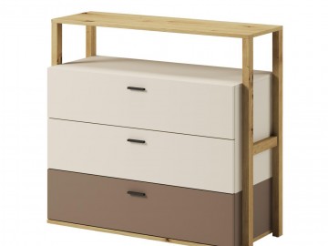 Komoda se 3 zásuvkami LIMERA barva dub artisan/béžová/lanýž