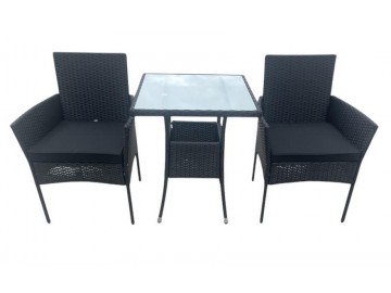 Zahradní ratanový set MADEIRA 2 křesla + 1 stůl černá/šedá
