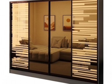 Šatní skříň s posuv. dveřmi 280 LIENA antracit/zrcadlo bronz