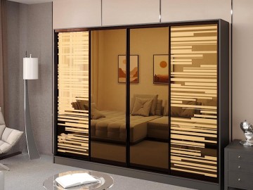 Šatní skříň s posuv. dveřmi 280 LIENA antracit/zrcadlo bronz