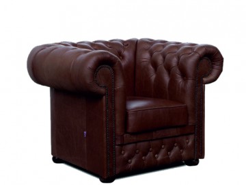 Křeslo Chesterfield Lord 1 kůže hnědá
