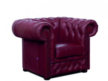 Křeslo Chesterfield Lord 1 kůže bordó