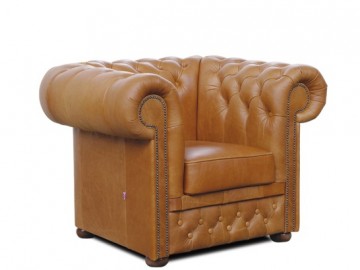 Křeslo Chesterfield Lord 1 kůže koňak