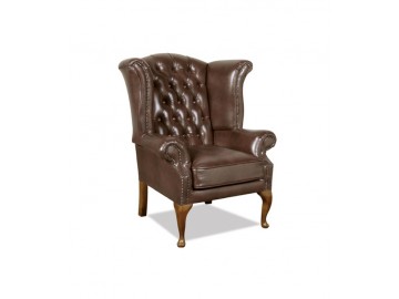 Křeslo Chesterfield Queen kůže hnědá