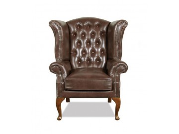 Křeslo Chesterfield Queen kůže hnědá