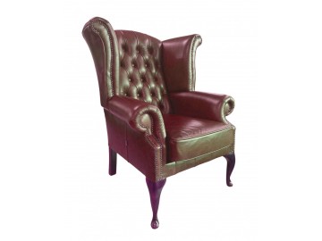 Křeslo Chesterfield Queen kůže bordó