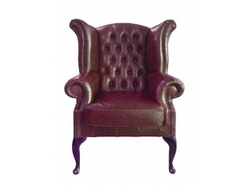 Křeslo Chesterfield Queen kůže bordó