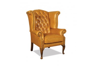 Křeslo Chesterfield Queen kůže koňak
