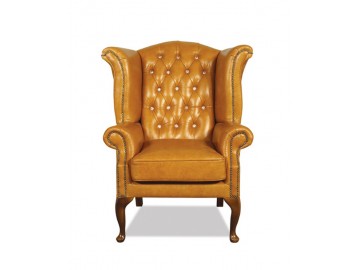 Křeslo Chesterfield Queen kůže koňak