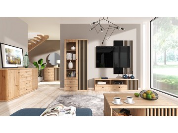 Šatní skříň se zrcadlem 150 BARBUS dub artisan/černá