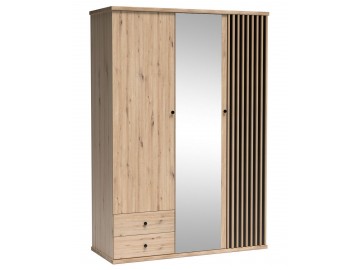 Šatní skříň se zrcadlem 150 BARBUS dub artisan/černá
