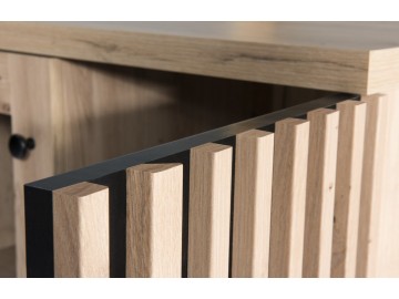 Šatní skříň se zrcadlem 200, barva dub artisan/černá