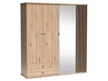 Šatní skříň se zrcadlem 200, barva dub artisan/černá