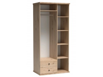 Šatní skříň se zrcadlem 100, barva dub artisan/černá