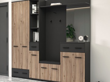 ZEMURA věšákový panel, dub Artisan/antracit