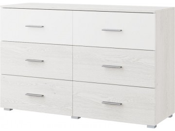 ESTEVAN komoda 6 zásuvek, bílá/light artwood
