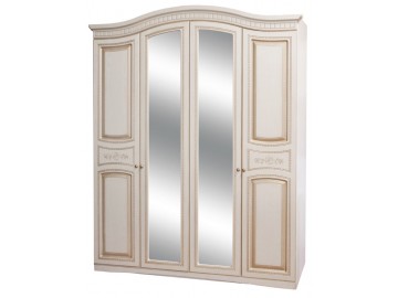 AJAX šatní skříň 4D, bílé dřevo/patina