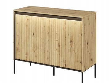 Komoda 2D s LED IPOLIS dub artisan/černá