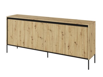 Komoda 4D nizká s LED IPOLIS dub artisan/černá