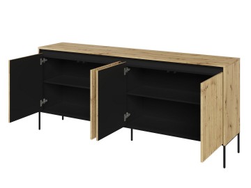 Komoda 4D nizká s LED IPOLIS dub artisan/černá