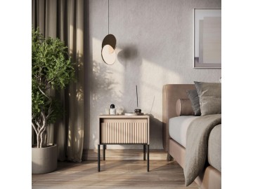 Noční stolek 1S s LED IPOLIS dub artisan/černá