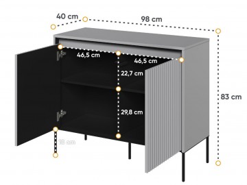 Komoda 2D s LED IPOLIS šedá/černá