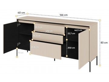 Komoda 2D3S s LED IPOLIS písková/černá